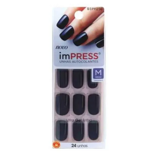 Unhas Postiças Impress Média All Fired Up 24 Unidades