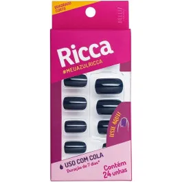 Unhas Postiças Ricca Blue Jeans com 24 Unidades