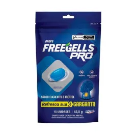 Bala Freegells Drops Pro Sabor Eucalipto e Mentol - 15 Pastilhas