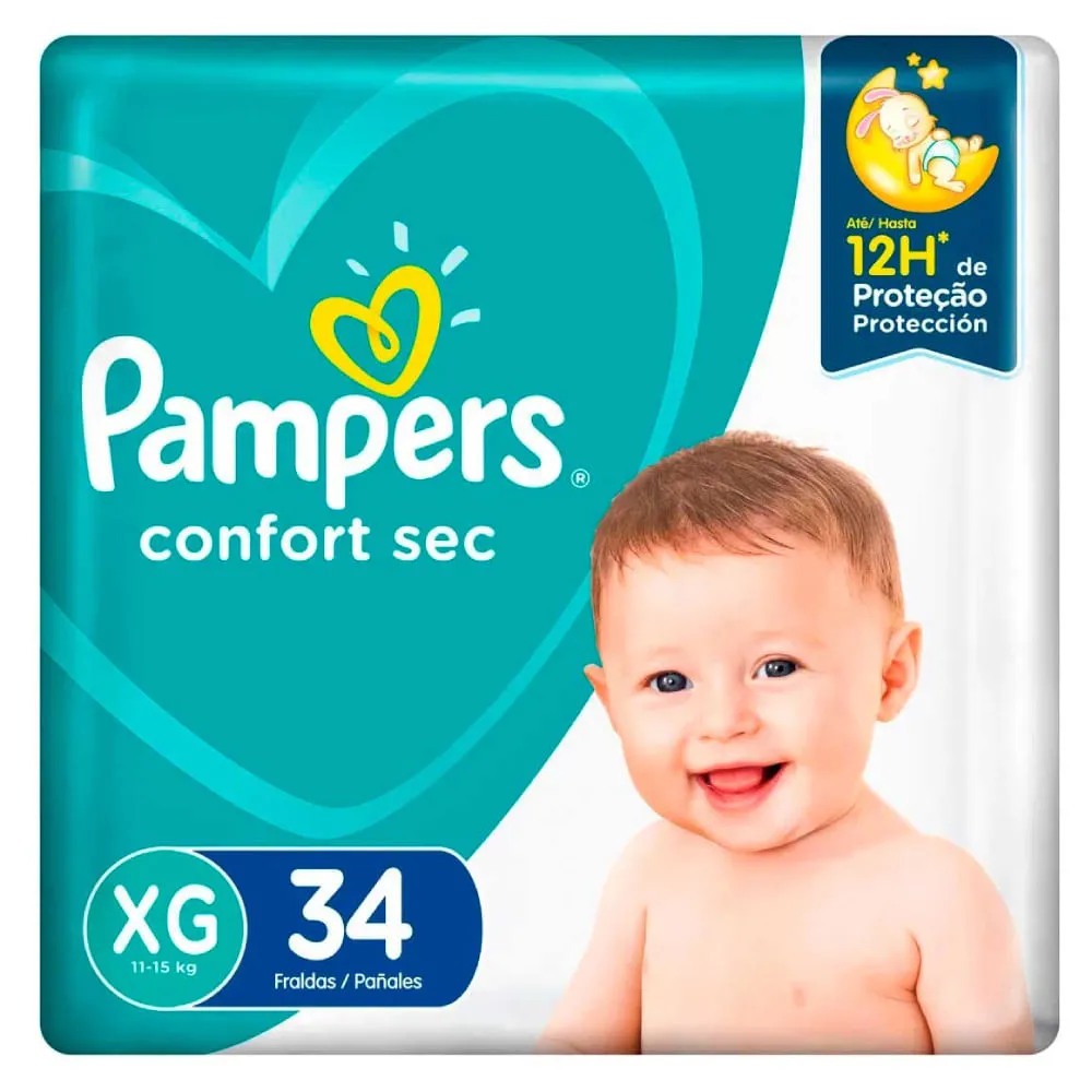 Fralda Pampers Confort Sec Xg 34 Unidades