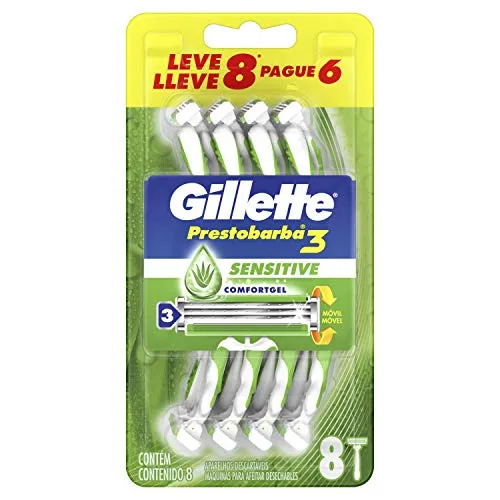 Aparelho De Barbear Gillette Prestobarba 3 Sensitive 8 Unidades