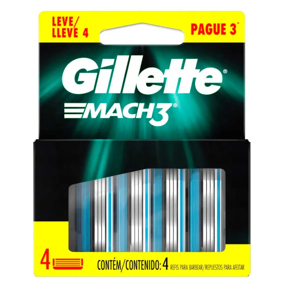 Carga Para Aparelho De Barbear Gillette Mach3 Sensitive 4 Unidades
