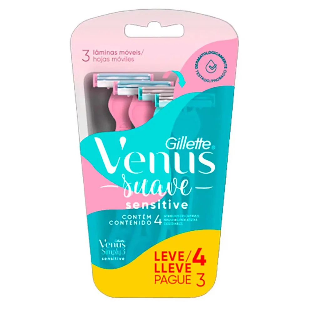 Aparelho De Depilação Venus Suave Sensitive 4 Unidades