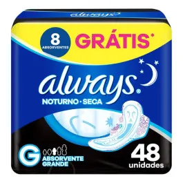 Absorvente Always Noites Tranquilas Seca com Abas 48 Unidades