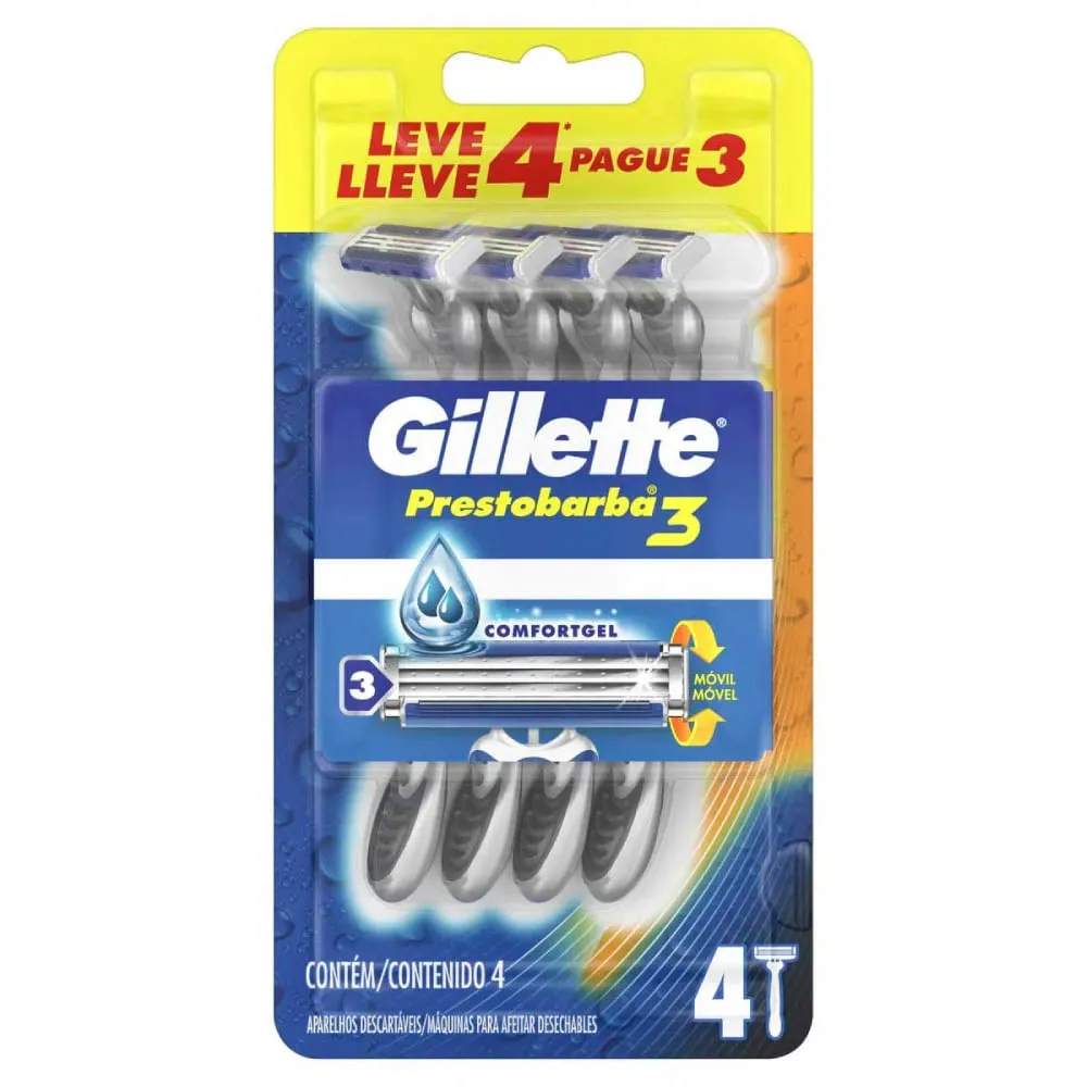 Aparelho De Barbear Gillette Prestobarba 3 4 Unidades
