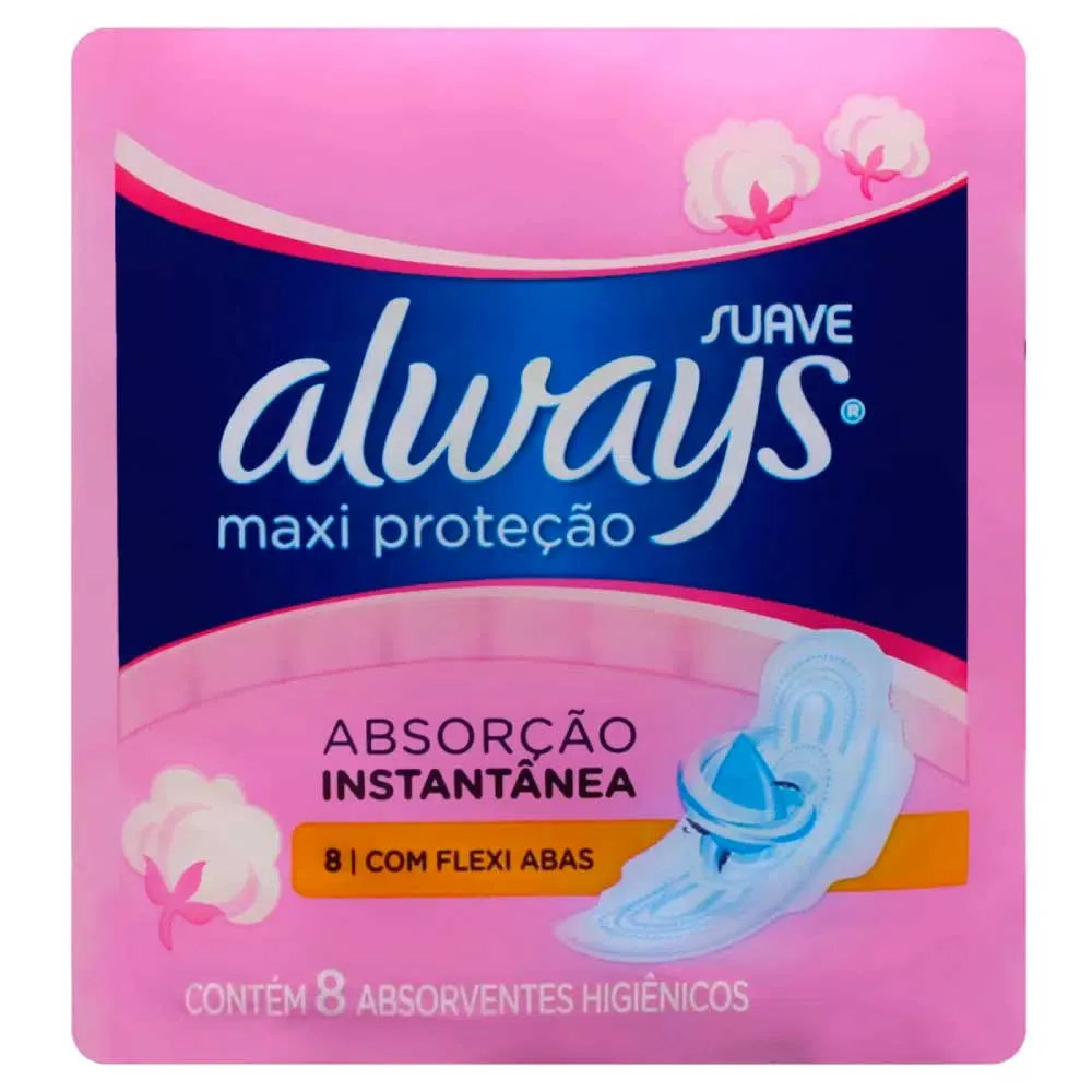 Absorvente Always Pink Maxi Proteção Suave Com Abas 8 Unidades