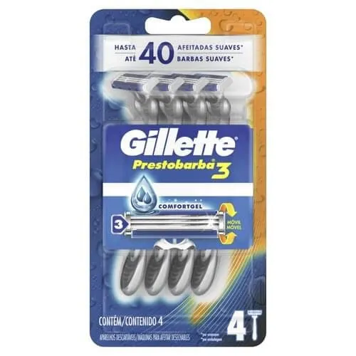 Aparelho De Barbear Gillette Prestobarba3 4 Unidades