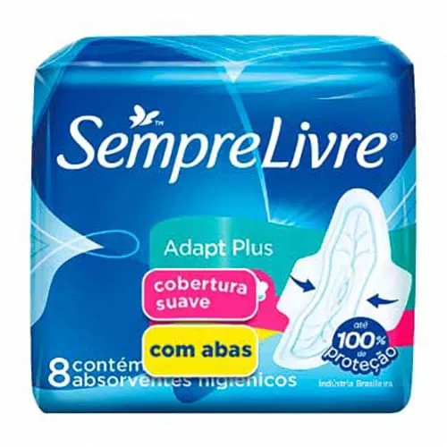 Absorvente Sempre Livre Adapt Plus Suave Com Abas 8 Unidades