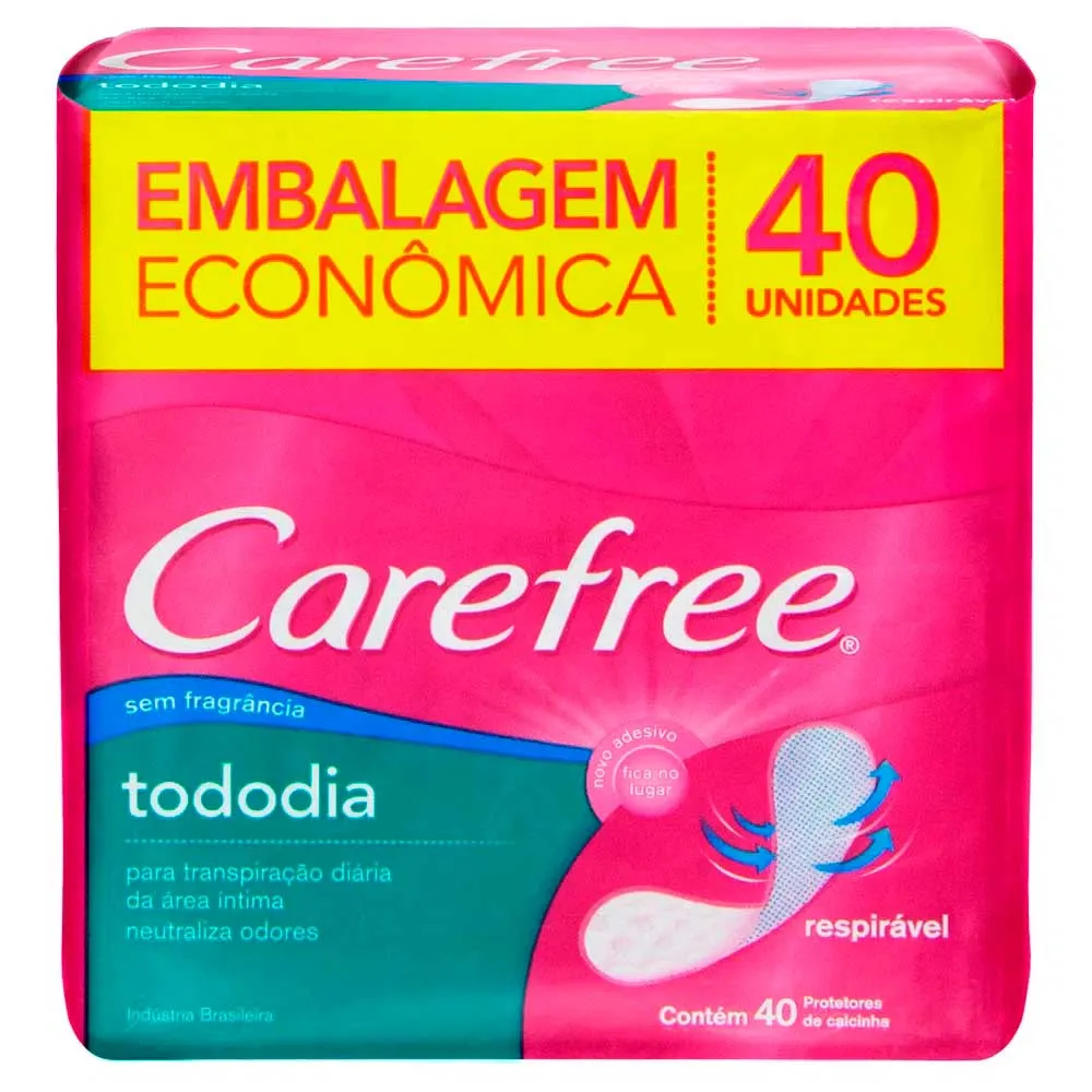 Absorvente Carefree Todo Dia Sem Perfume 40 Unidades