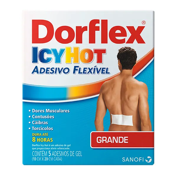 dorflex icy hot adesivo flexivel grande com 5 unidades