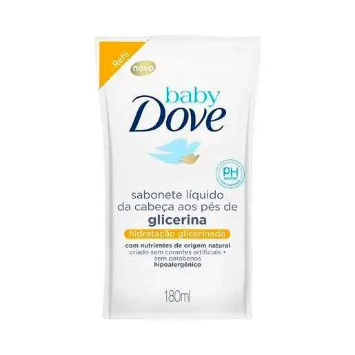 Refil Sabonete Líquido Baby Dove Da Cabeça Aos Pés Hidratação 180ml