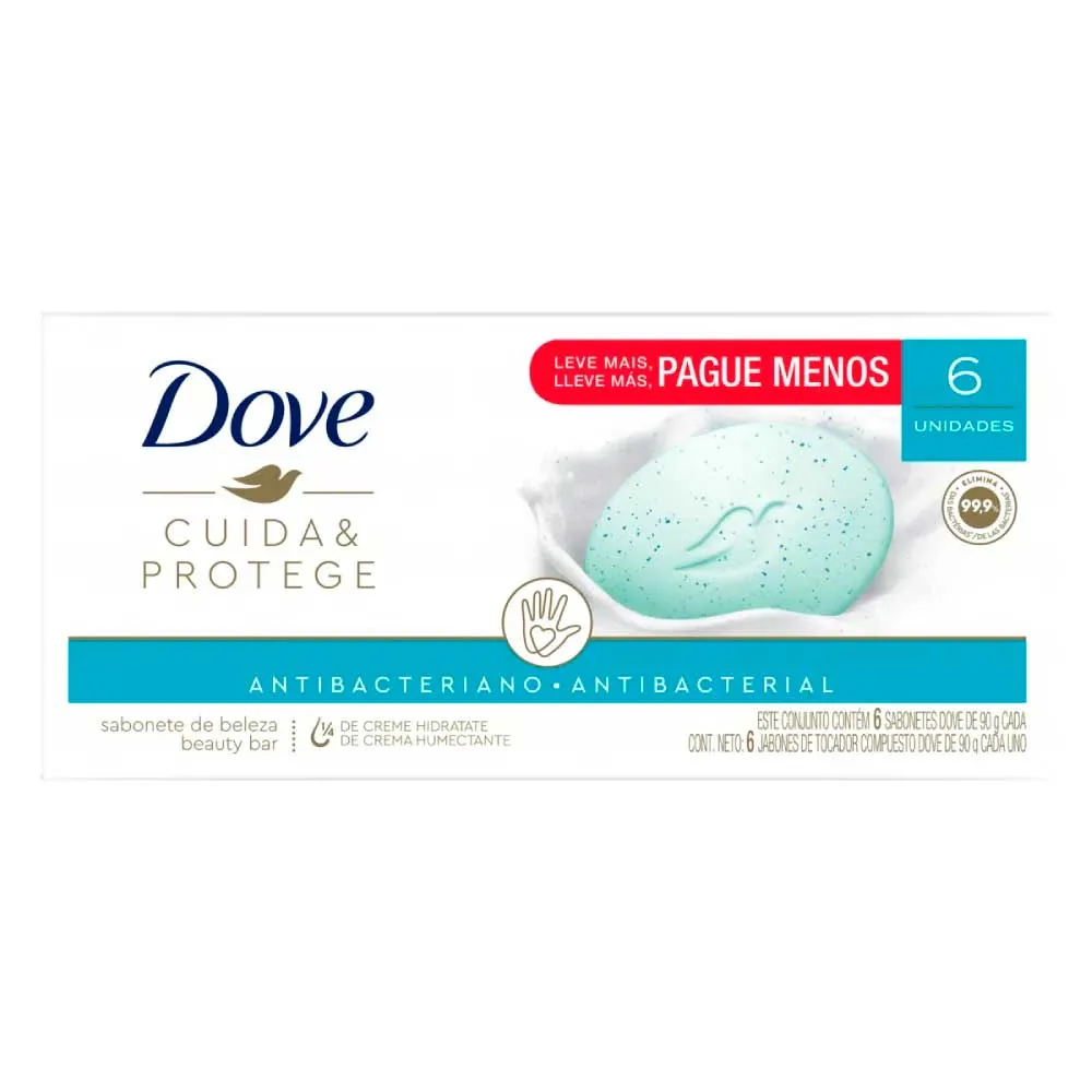 Sabonete Em Barra Dove Cuida E Protege Antibacteriano 6 Unidades De 90g