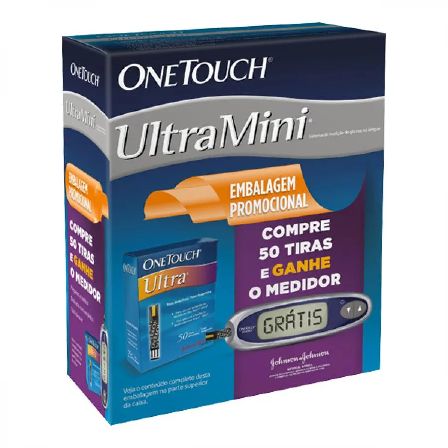 medidor de glicemia onetouch ultramini + 50 tiras reagentes
