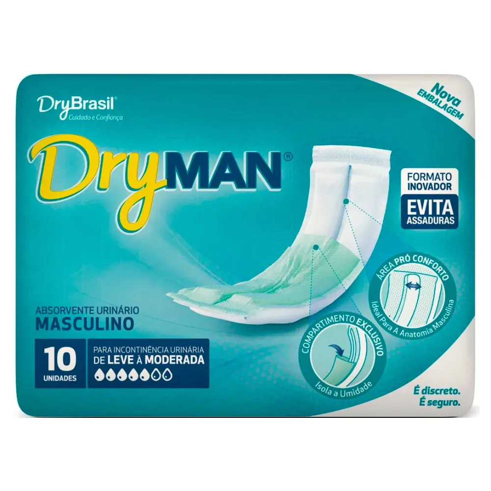 Absorvente Para Incontinência Urinária Dry Man Masculino 10 Unidades