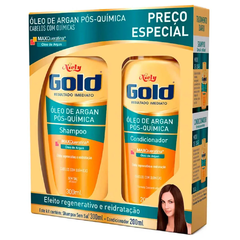 Kit Niely Gold Pós-química Shampoo 300ml + Condicionador 200ml