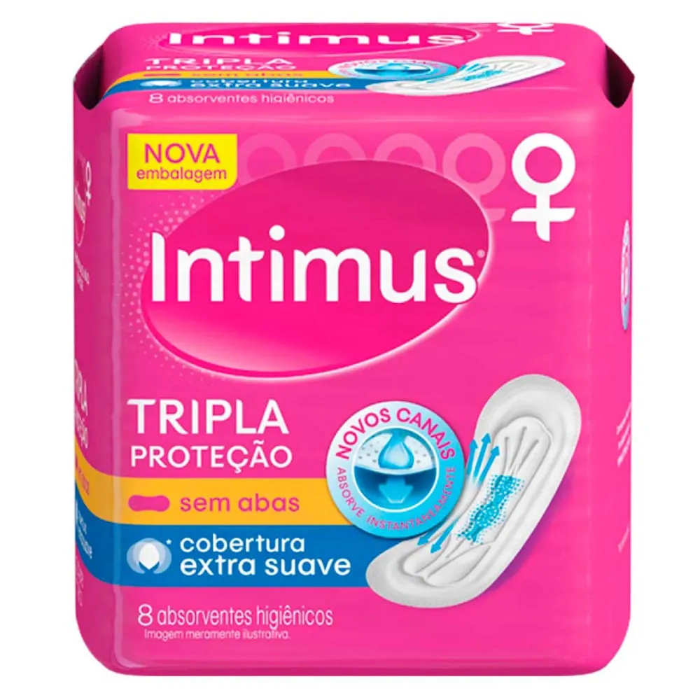 Absorvente Intimus Gel Tripla Proteção Suave Sem Abas 8 Unidades