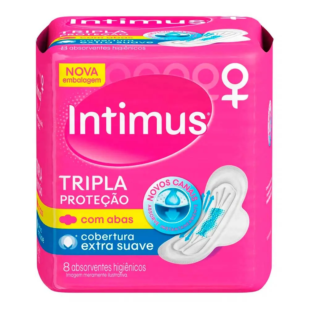 Absorvente Intimus Gel Tripla Proteção Suave Com Abas 8 Unidades
