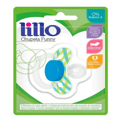 Chupeta lillo funny xadrez ortodontica s2 azul