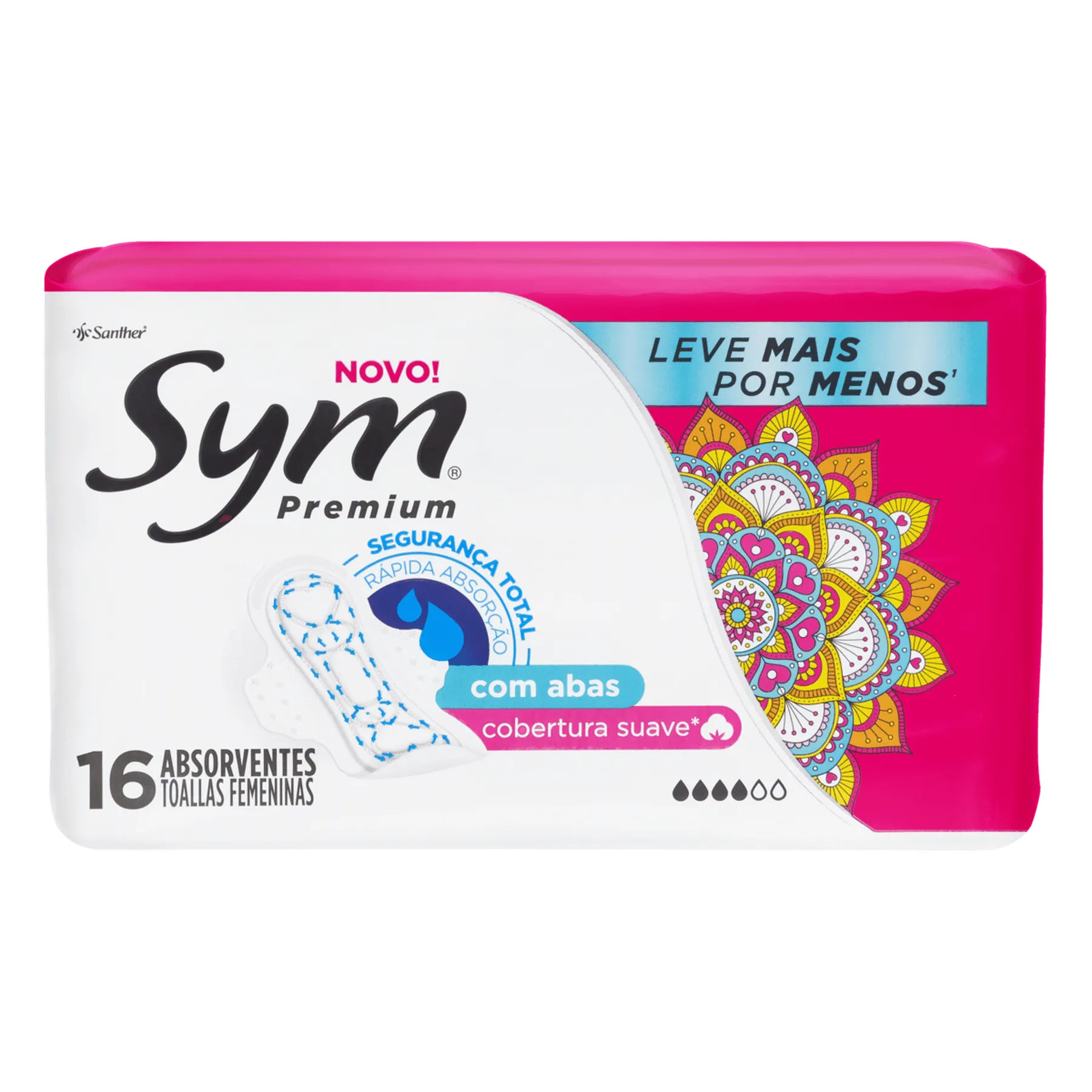 Absorvente Sym Premium Cobertura Suave Com Abas Com 16 Mais Por Menos
