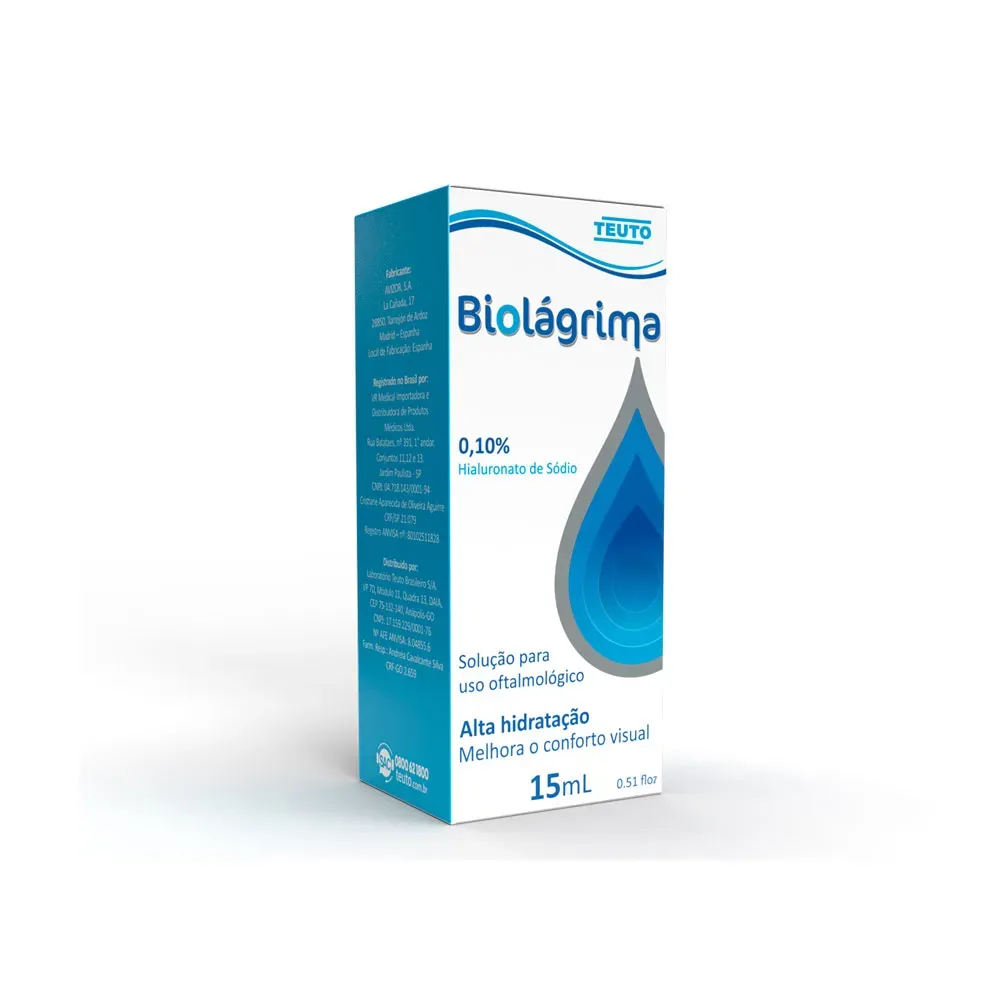 Biolágrima 0,10% Solução Oftálmica Teuto 15ml