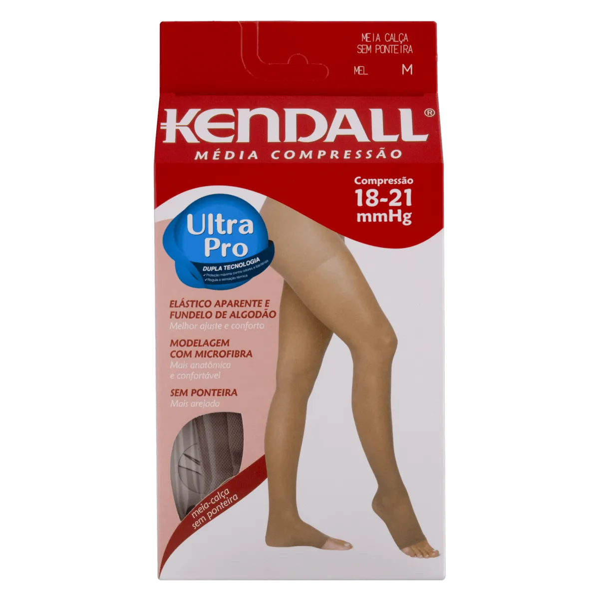 Meia 3/4 Kendall Média Compressão Ponteira Fechada Mel G 1 Unidade