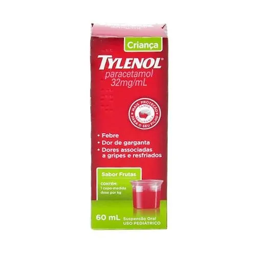 tylenol criança paracetamol 32mg/ml suspensão oral sabor frutas 60ml