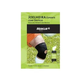 Joelheira Mercur Esporte - Com Orifício Reforçado - Tam P - Preta - 1 Unidade