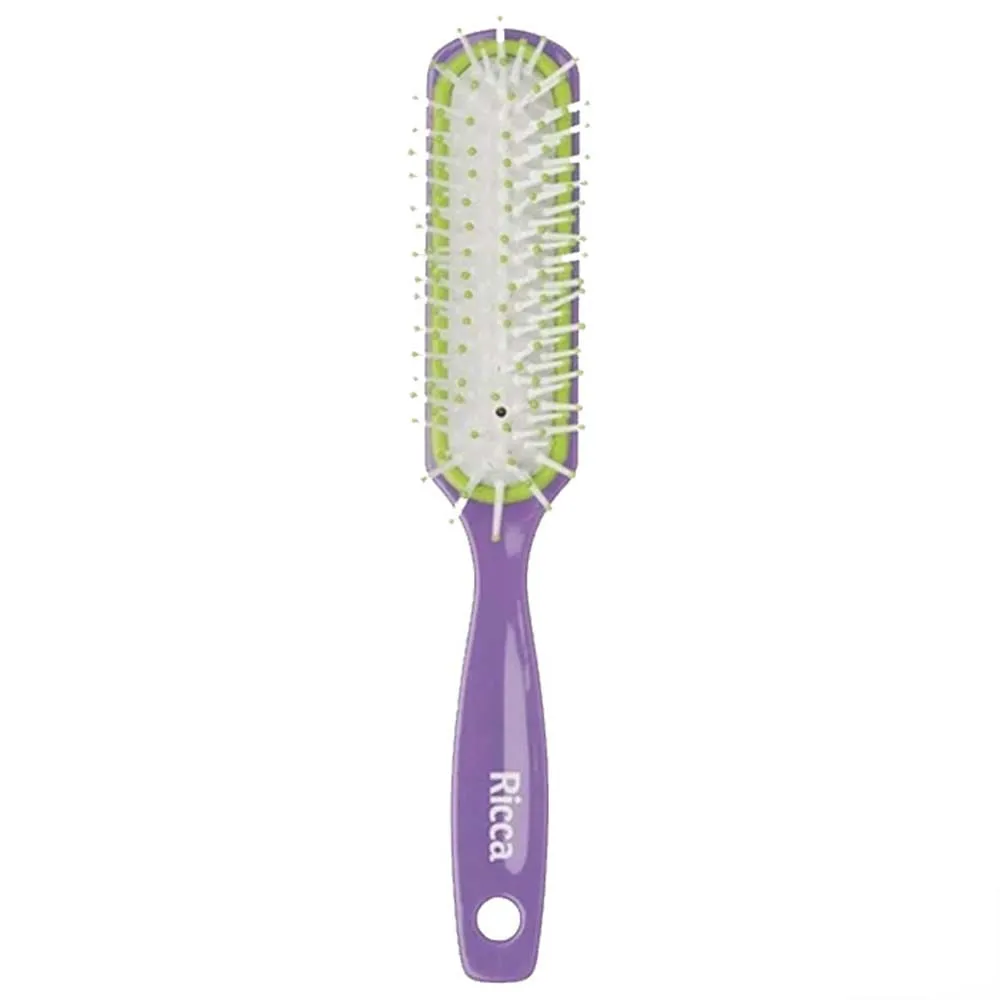 Escova De Cabelo Ricca Retangular Basic Colors Rosa Almofadada 1 Unidade