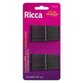 Grampo para Cabelo Preto N°5 Ricca - 50 Unidades