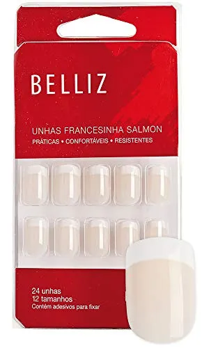 Unhas Postiças Belliz Francesinha Salmon 24 Unidades