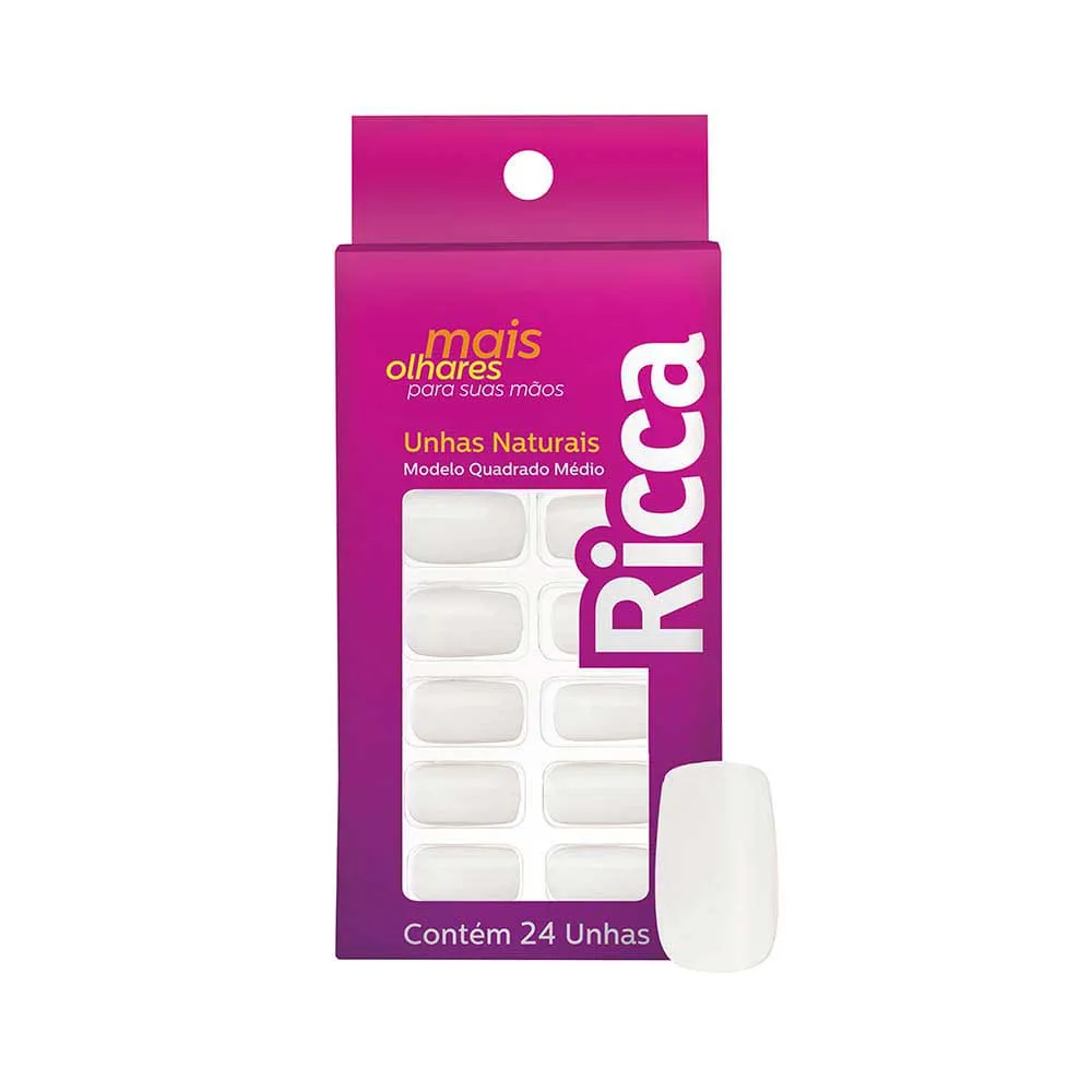 Unhas Postiças Ricca Quadrado Médio 24 Unidades