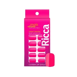 Unhas Postiças Ricca Rosa Sexy com 24 Unidades
