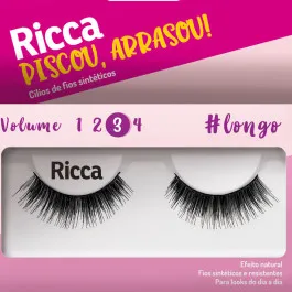 Cílios Postiços Ricca Naturalmente Ousado - Volume 3 - Longo - 1 Par de Cílios