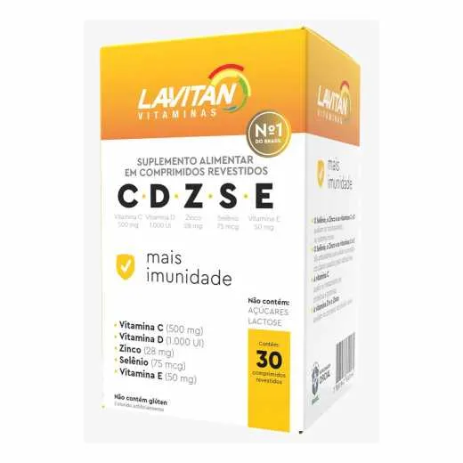 suplemento alimentar lavitan cdzse mais imunidade 30 comprimidos