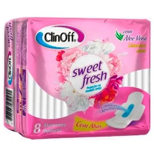 Absorvente Clinoff Sweet Fresh Suave Com Abas 8 Unidades