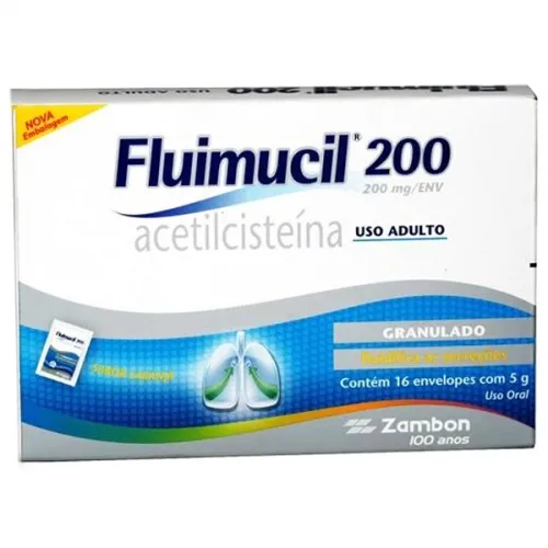 fluimucil oral 200mg com 16 envelopes de 5g