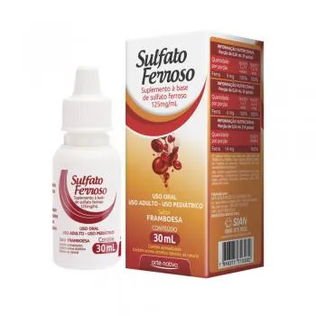 sulfato ferroso arte nativa 125mg framboesa 30ml