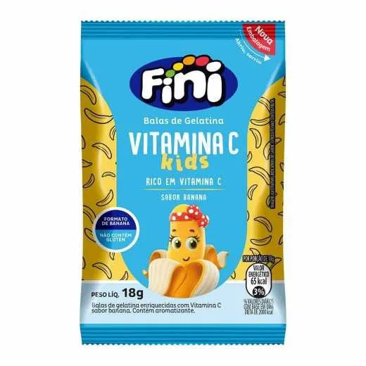 Bala De Gelatina Fini Vitamina C Kids Banana 18g