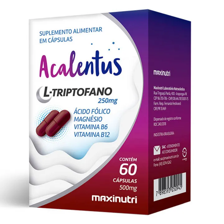 acalentus l-triptodano maxinutri 250mg 60 capsulas