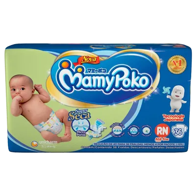 Fralda mamypoko seca mega rn 36un