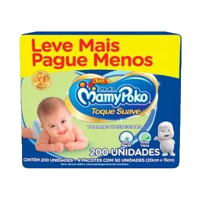 Kit toalhas umed mamypoko tq suava 50un 4un
