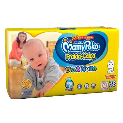 Fralda mamypoko calca dia e noite mega m 38un (ativo)