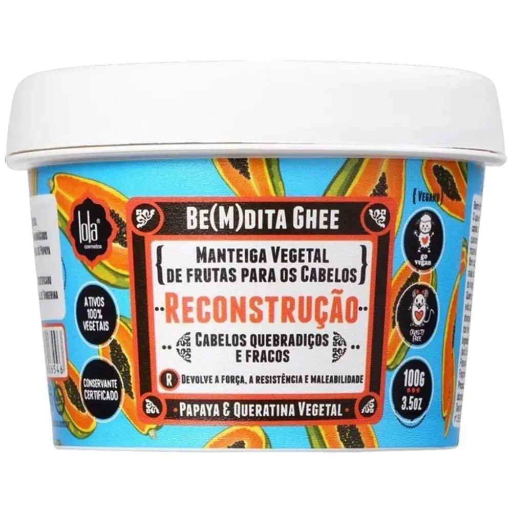 Máscara De Reconstrução Capilar Lola Cosmetics Bemdita Ghee Papaya E Queratina Vegetal 100g