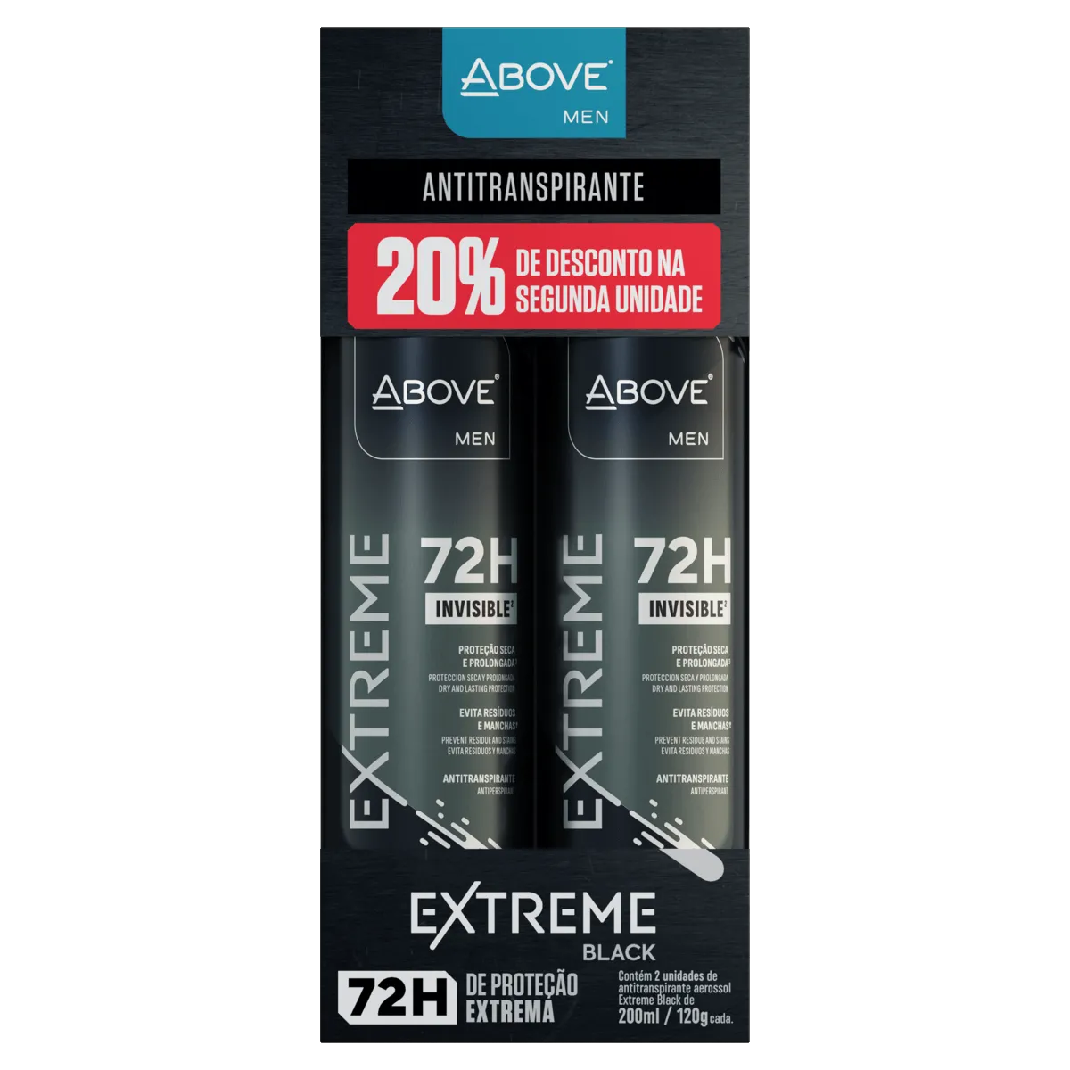 Desodorante Aerosol Masculino Above Extreme Black C/2 200ml