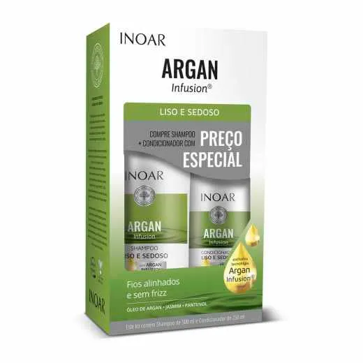 Kit Inoar Argan Infusion Liso E Sedoso Shampoo 500ml + Condicionador 250ml