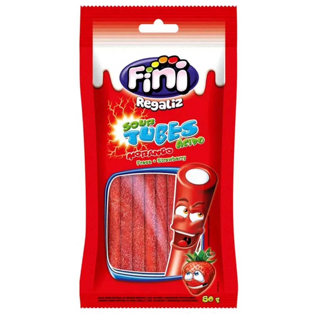 Bala De Gelatina Fini Tubes Morango Cítrico 80g
