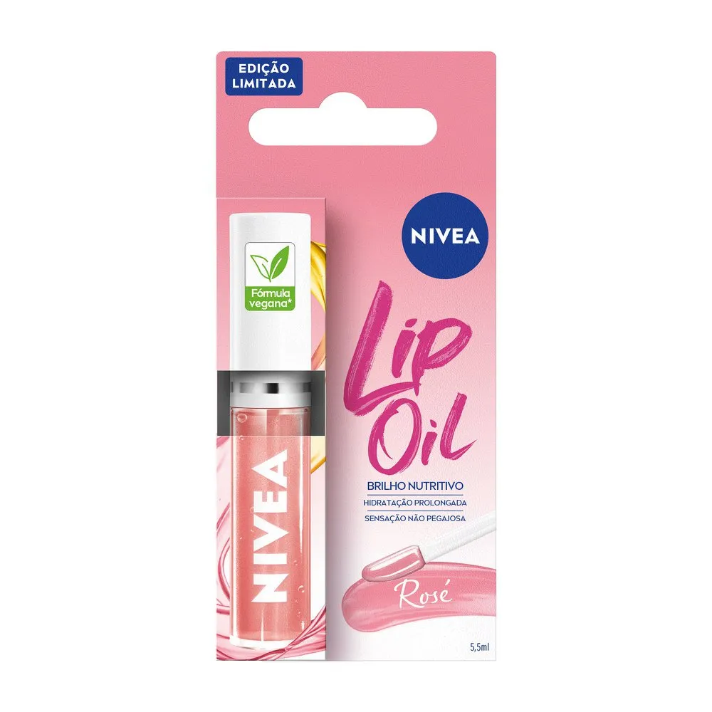 Brilho Labial Nutritivo Nivea Lip Oil Rosé 5,5ml