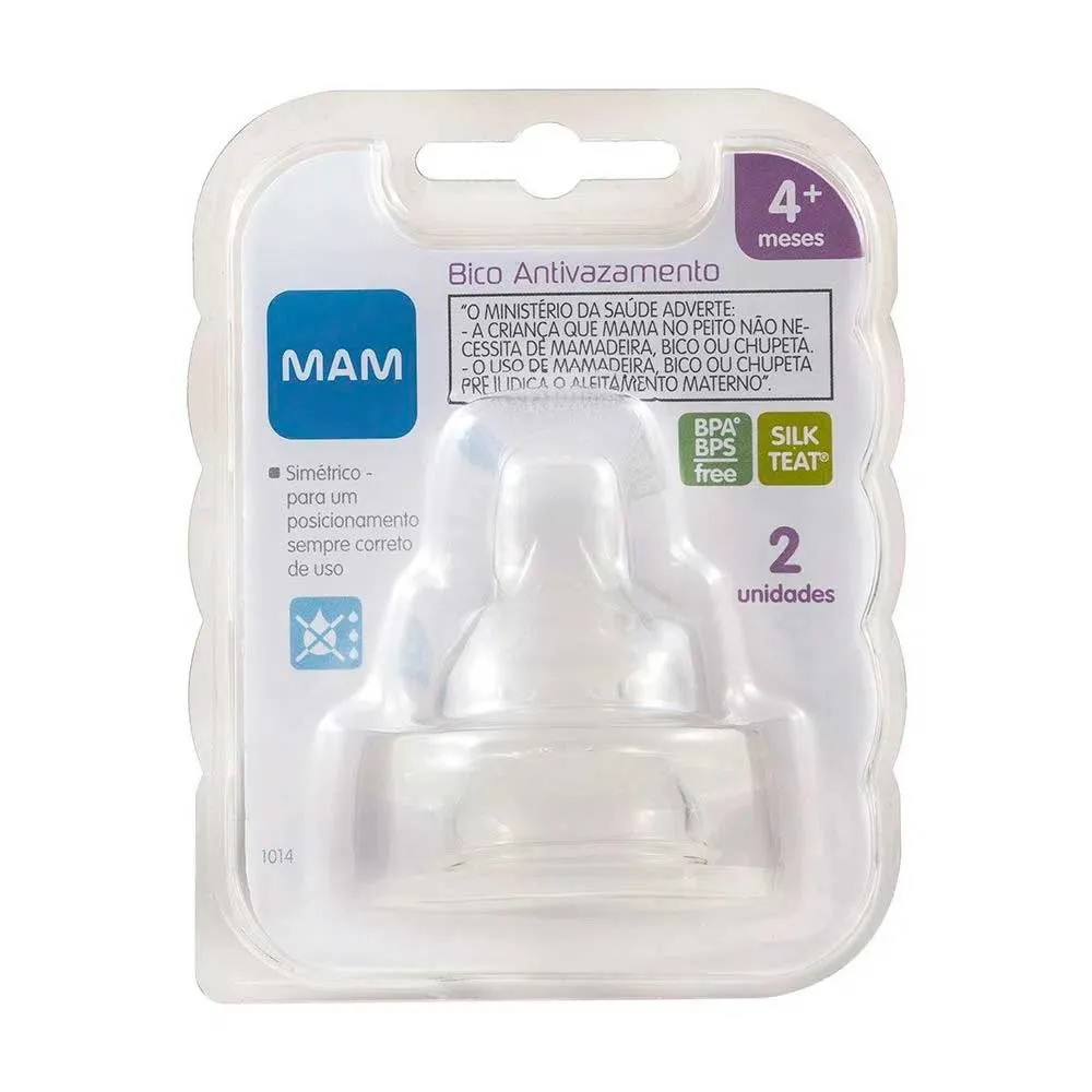 Bico De Mamadeira Mam Fluxo Rápido Antivazamento 4+ Meses 2 Unidades