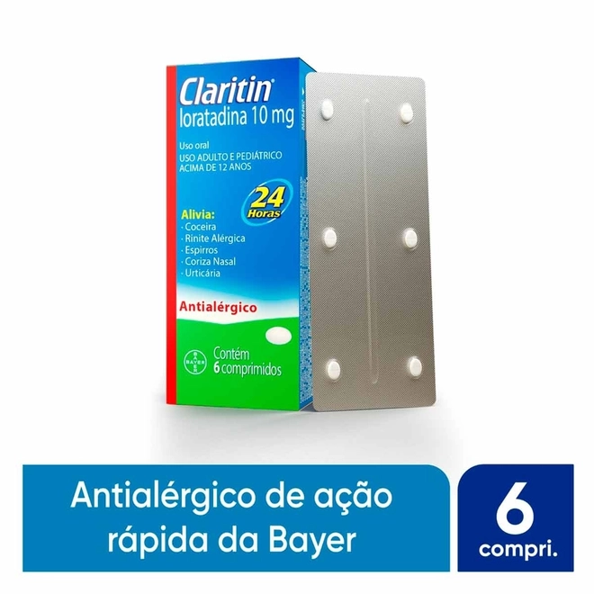 Claritin 10Mg Bayer Caixa Com 6 Comprimidos