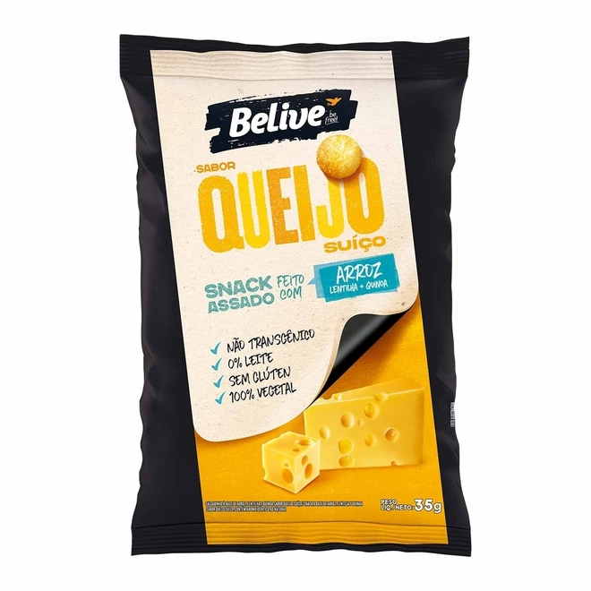 Snack Assado Queijo Suico s/gl Belive 35g